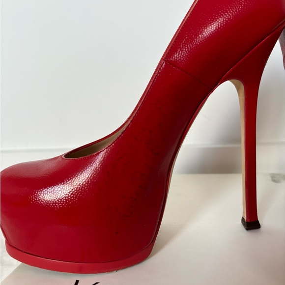 Yves Saint Laurent Tibtoo Red Leather Stilettos - Picture 5 of 7